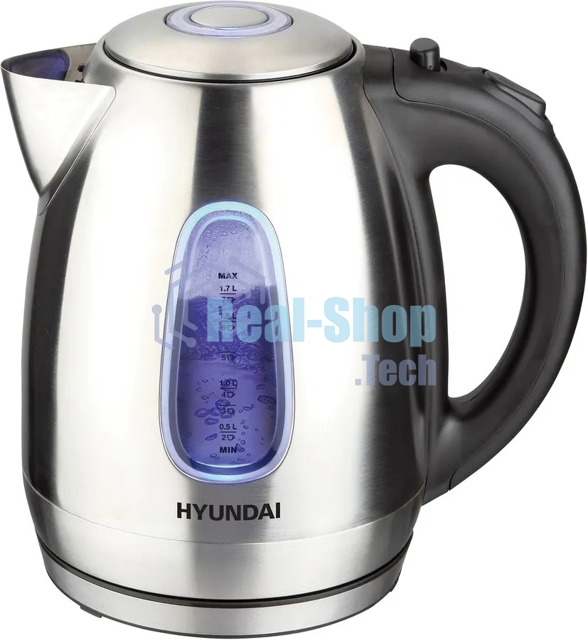 Чайник электрический Hyundai HYK-S2402 1.7л. 2200Вт серебристый матовый/черный (корпус: нержавеющая сталь)