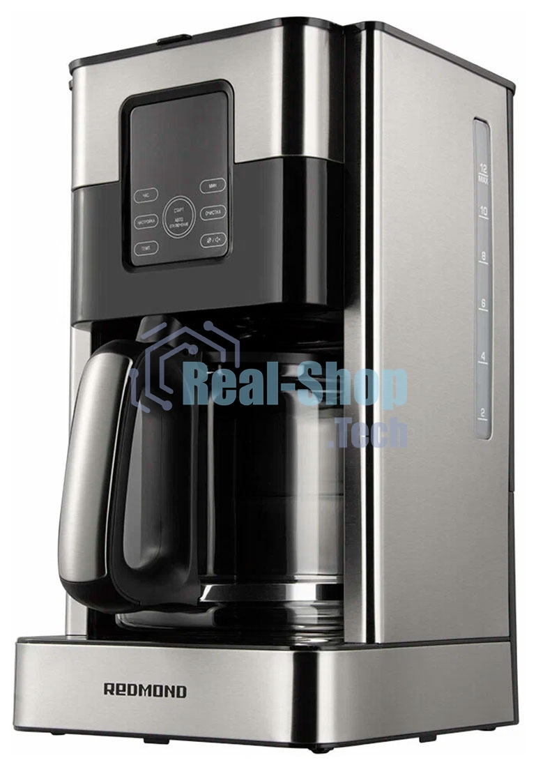 Кофеварка капельная Redmond CM704 серебристый/черный, исп. кофе - молотый, 1,8 л, 1000 Вт