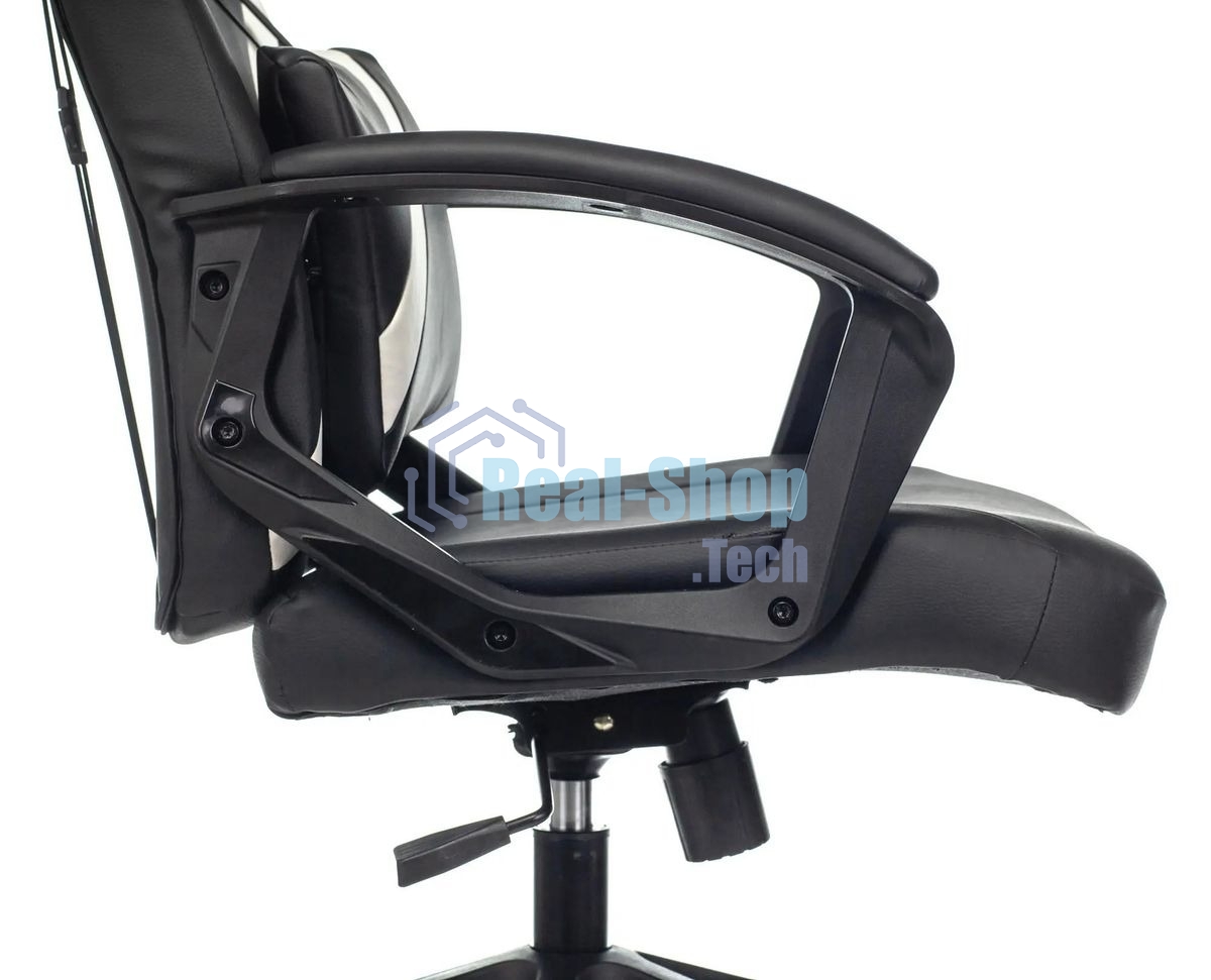 Кресло игровое Zombie DRIVER черный/белый, искусственная кожа, с подголов. крестовина пластик