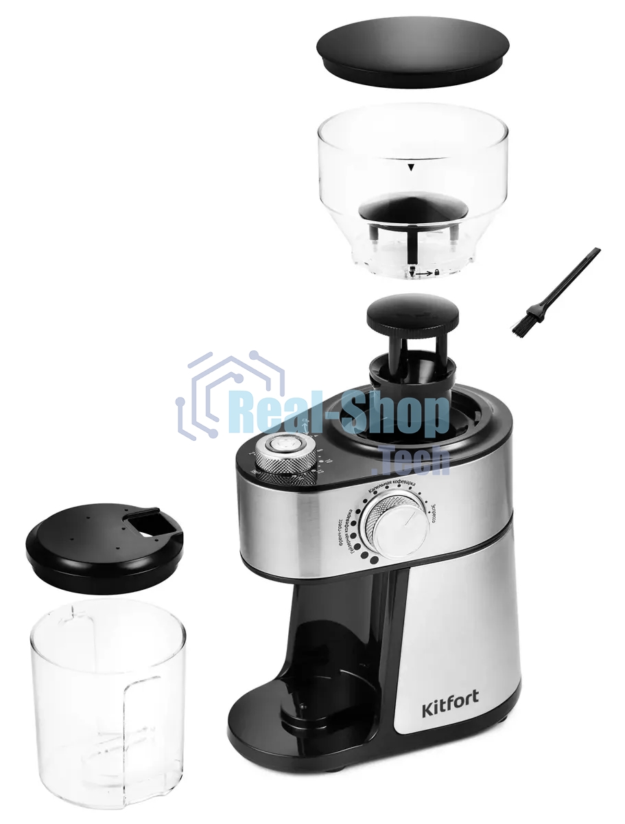 Кофемолка Kitfort КТ-717 230Вт сист.помол.:ротац.нож вместим.:100гр нержавеющая сталь/черный