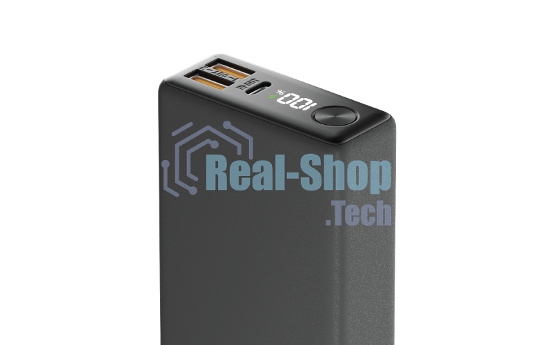 Портативный аккумулятор OLMIO QX-10, 10000mAh, 22.5W, QuickCharge3.0/PowerDelivery, LCD, графитовый
