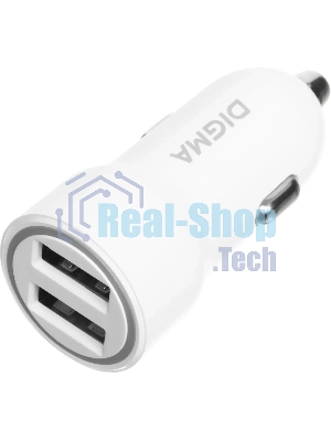 Автомобильное зар./устр. Digma DGC1С 12W 2.4A 2xUSB белый (DGC1C2LX22WH)