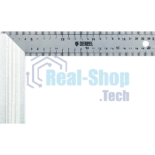 Угольник Denzel стальной, нержавеющая сталь, градуировка, алюминиевое основание, 250 мм