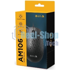 Мышь проводная AULA AM106 черный, 2000 dpi, USB, кнопки - 4