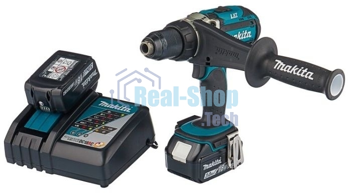 Дрель Makita DDF451RFE аккумуляторная DDF451RFE 18В,2х3Ач Li-ion,БЗП-13мм,0-300\600\1700об\м,80\40Нм,2.1кг,чем