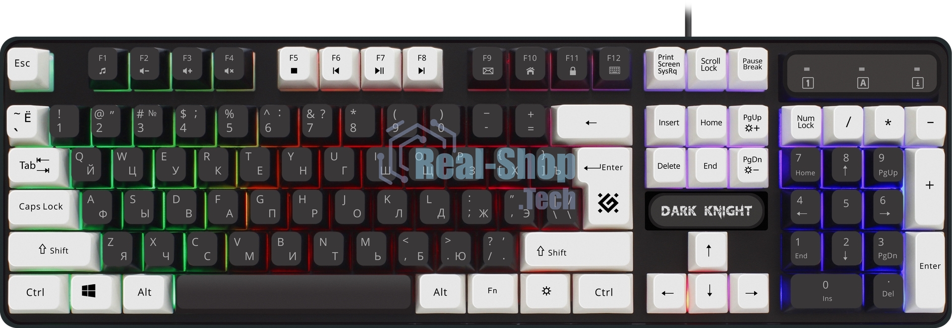 Клавиатура проводная Defender Dark Knight GK-077, USB, черный/белый