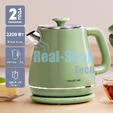 Чайник электрический Galaxy Line GL 0331, зеленый, пластик, двойная стенка из нержавеющей стали AISI 304 и пищевого пластика, 2200 Вт, 1,8 л, индикатор работы