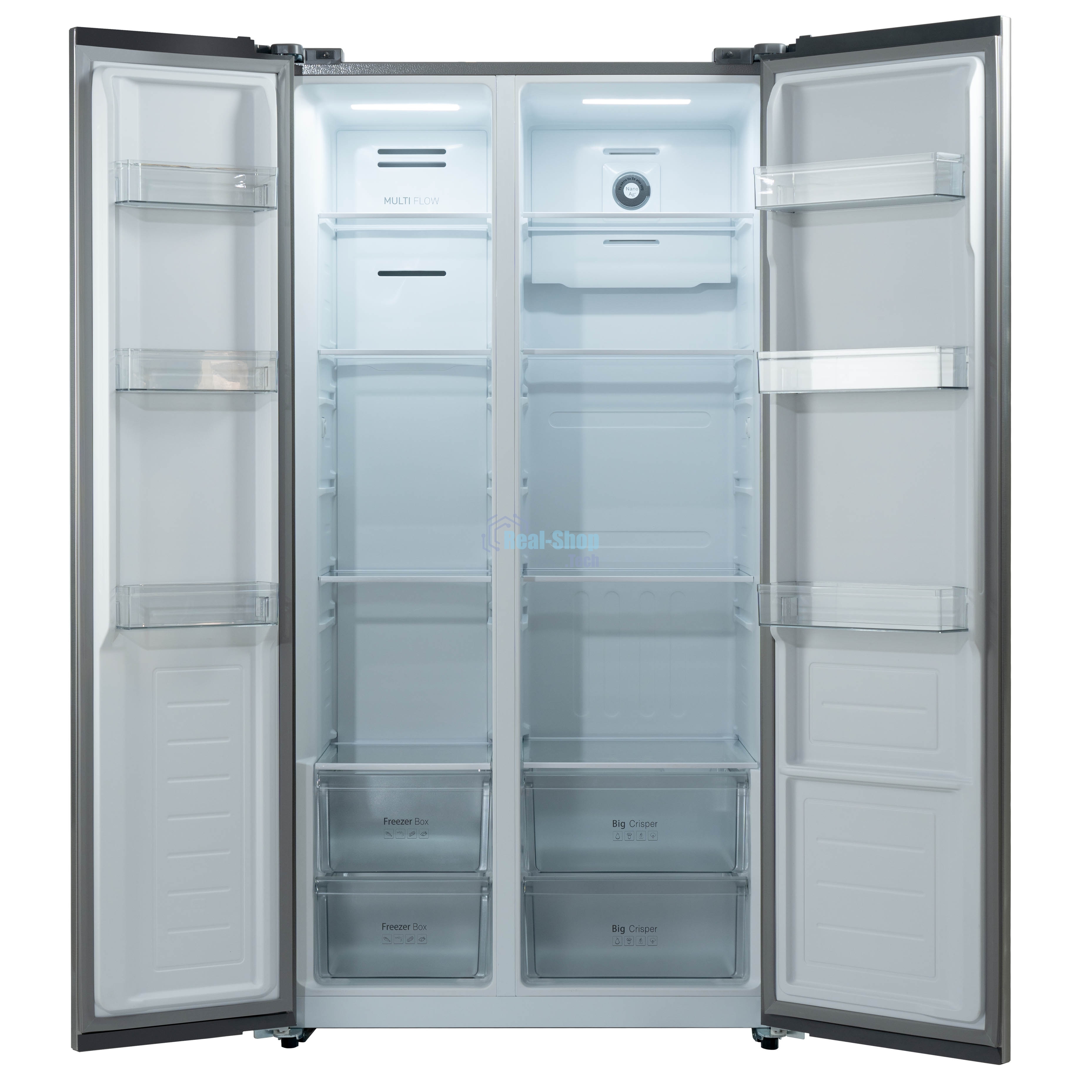 Холодильник Бирюса SBS 541 TGG текстурированное бежевое стекло двухкамерный 343/198 л морозилка слева, NoFrost, Side-by-side