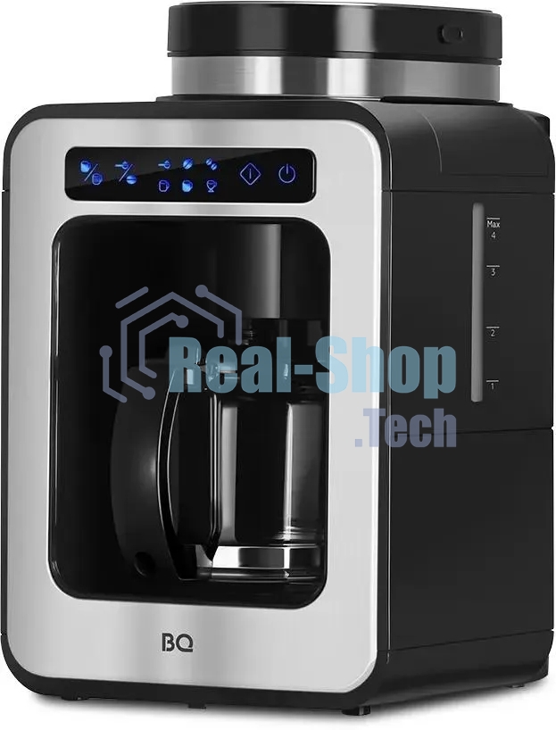 Кофеварка капельная BQ CM7000 черный/стальной, исп. кофе - зерновой/молотый, 0.6 л, 600 Вт