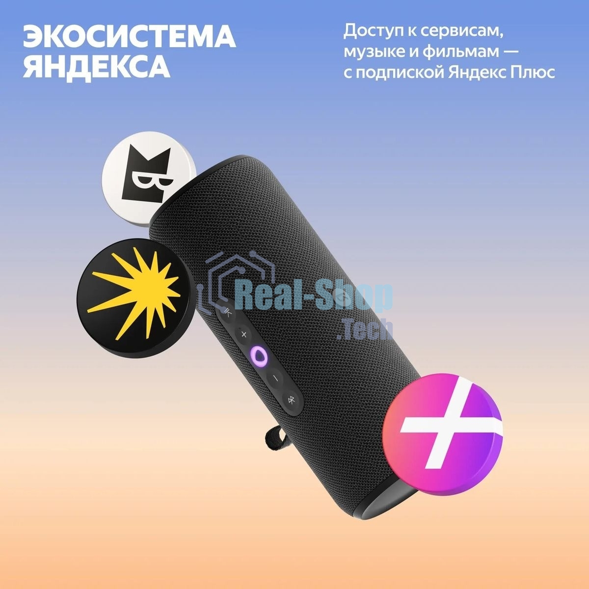 Умная колонка Yandex Стрит Алиса черный 30W 2.0 BT/Wi-Fi 10м 3300mAh (YNDX-00030BLK)