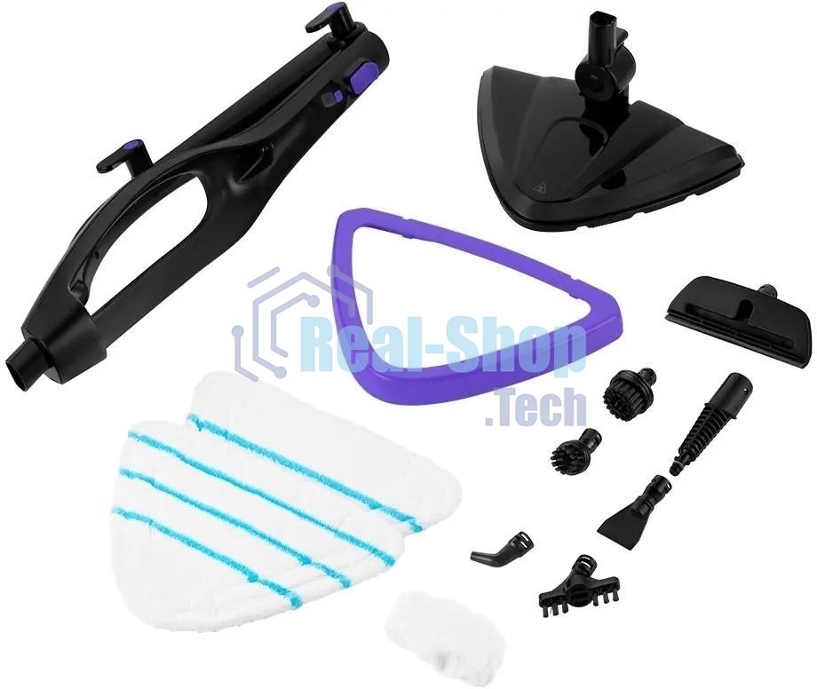 Швабра паровая Kitfort КТ-1051 1500Вт черный/фиолетовый