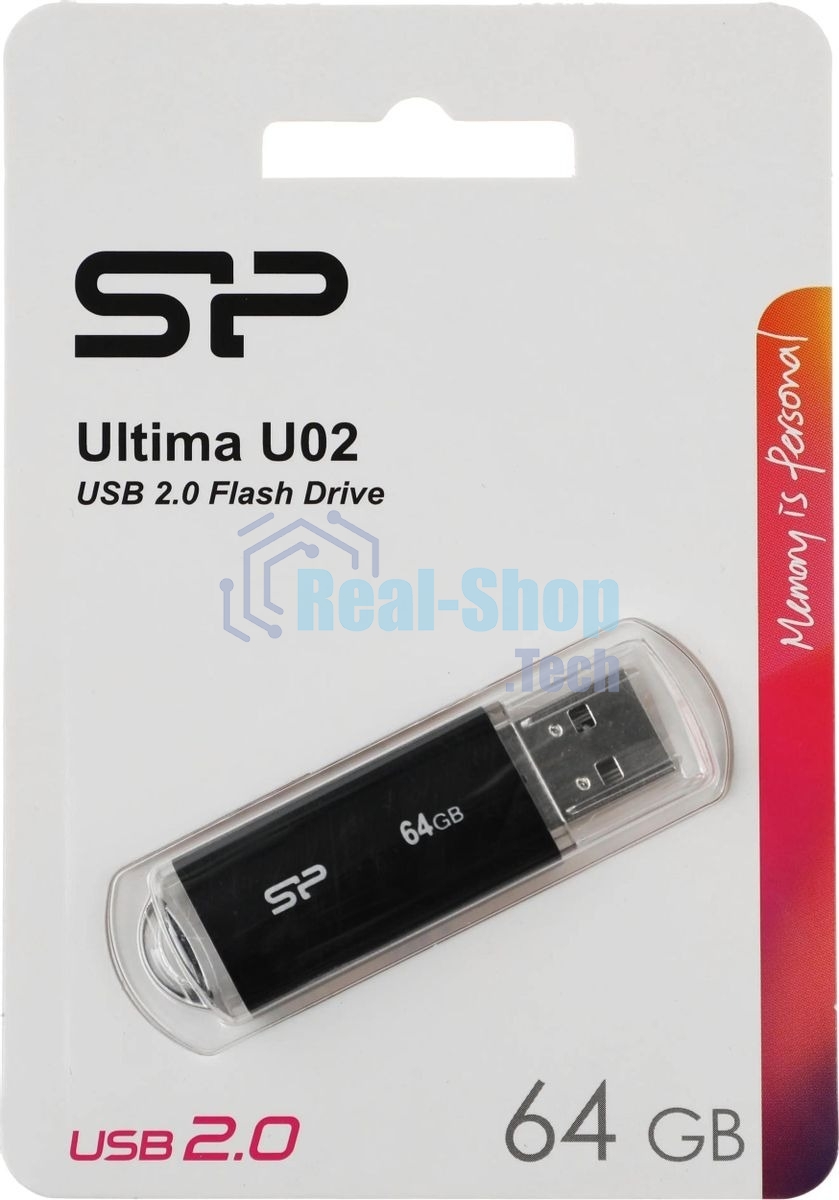 Флешка USB Silicon Power R/W 64Gb Ultima U02 SP064GbUF2U02V1K USB 2.0 черный