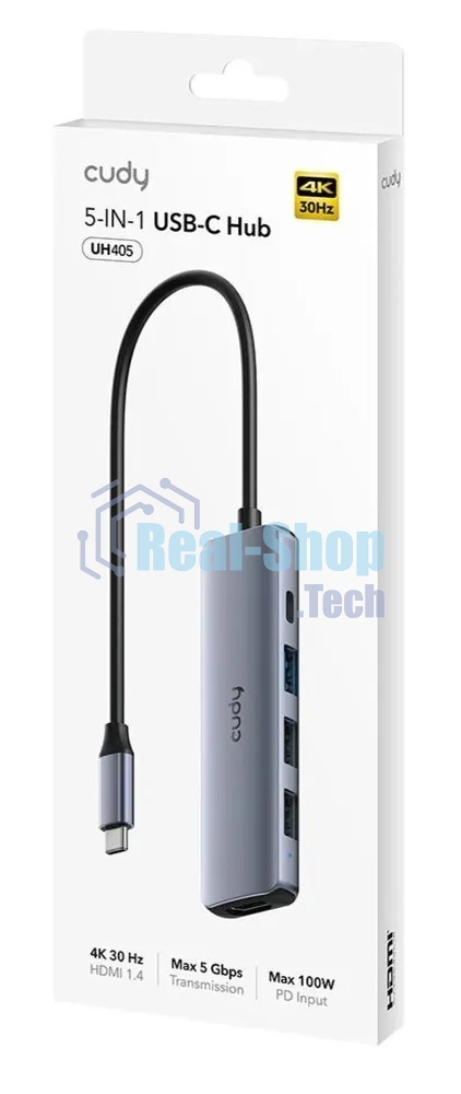 USB-концентратор CUDY 5-IN-1 USB-C Hub with 4K HDMI