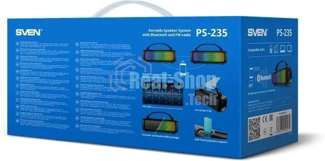 Портативная колонка SVEN PS-235 черный 12W 2.0 BT 3600mAh