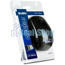 Мышь беспроводная SVEN RX-260W черный, 1600 dpi, радиоканал, USB, кнопки - 4