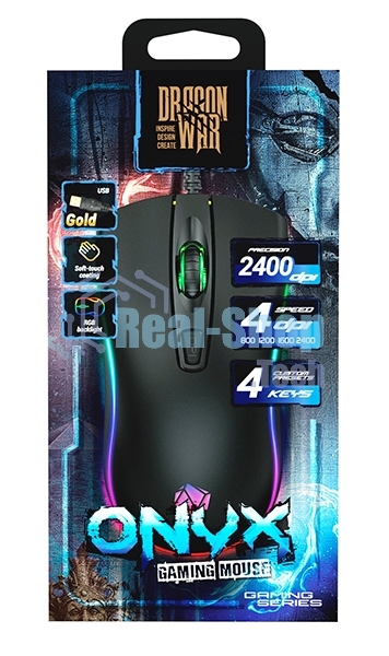 Мышь проводная Qumo Onyx RGb M73 черный, 2400 dpi, USB, кнопки - 4