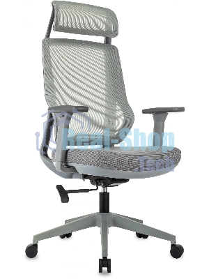 Кресло руководителя Бюрократ MC-G411N-H серый, сетка/ткань, с подголов. крестов. пластик, пластик серый