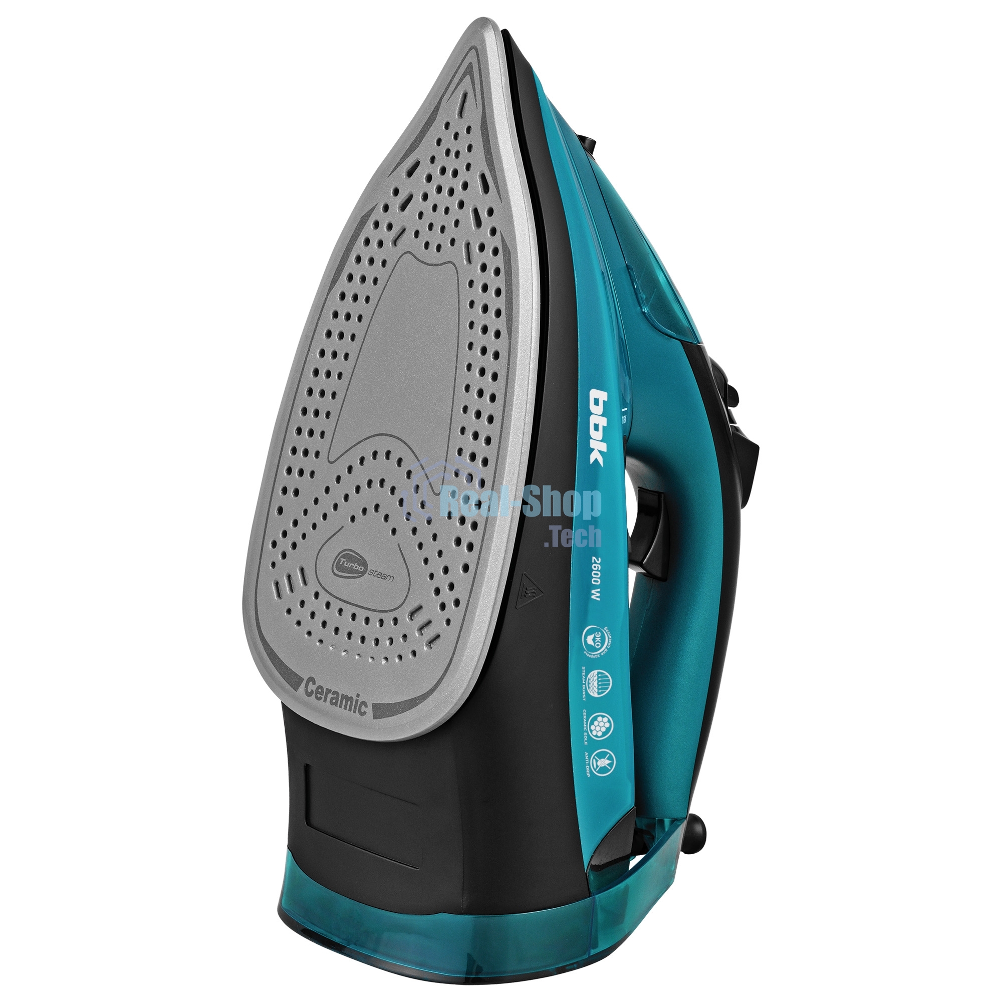 Утюг BBK ISE-2600 бирюзовый, 2600 Вт, 60 г/мин, 180 г/мин, 330 мл