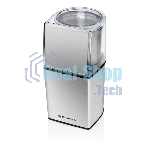 Кофемолка BRAYER BR1181, 2 ножа для мяг. и твер., 70 г.,Мощн. 200 Вт, нерж. корп, нажатием на крышку