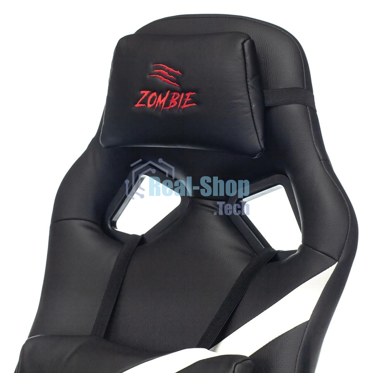 Кресло игровое Zombie DRIVER черный/белый, искусственная кожа, с подголов. крестовина пластик
