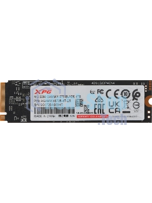 Накопитель SSD ADATA XPG BLADE S70, 4Tb, PCIe 4.0 x4, M.2 2280, NVMe, R/W 7400/6600, с радиатором