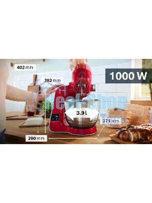 Кухонная машина Bosch MUM5X720 планетар.вращ. 1000Вт красный/серый
