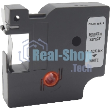 Картридж ленточный Cactus CS-D1-40913 9мм, черный шрифт, белый фон, 7м для DYMO LM 160, 210D, 280, PnP, 420P, 500 TS; Rhino Pro 6000, 5200, 4200