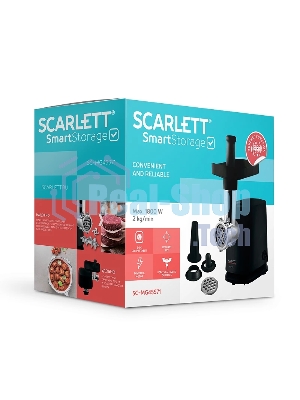 Мясорубка электрическая Scarlett SC-MG45S71 черный, 1800 Вт, 2.0 кг/мин, реверс, защита от перегрузки, насадки - 4