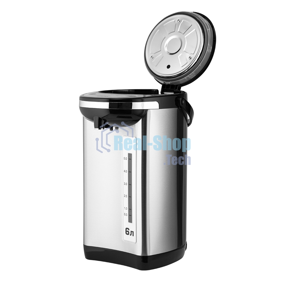 Термопот Centek CT-1084 сталь, 6.0 л, 750 Вт, 2 способа подачи воды, двойная защита от перегрева