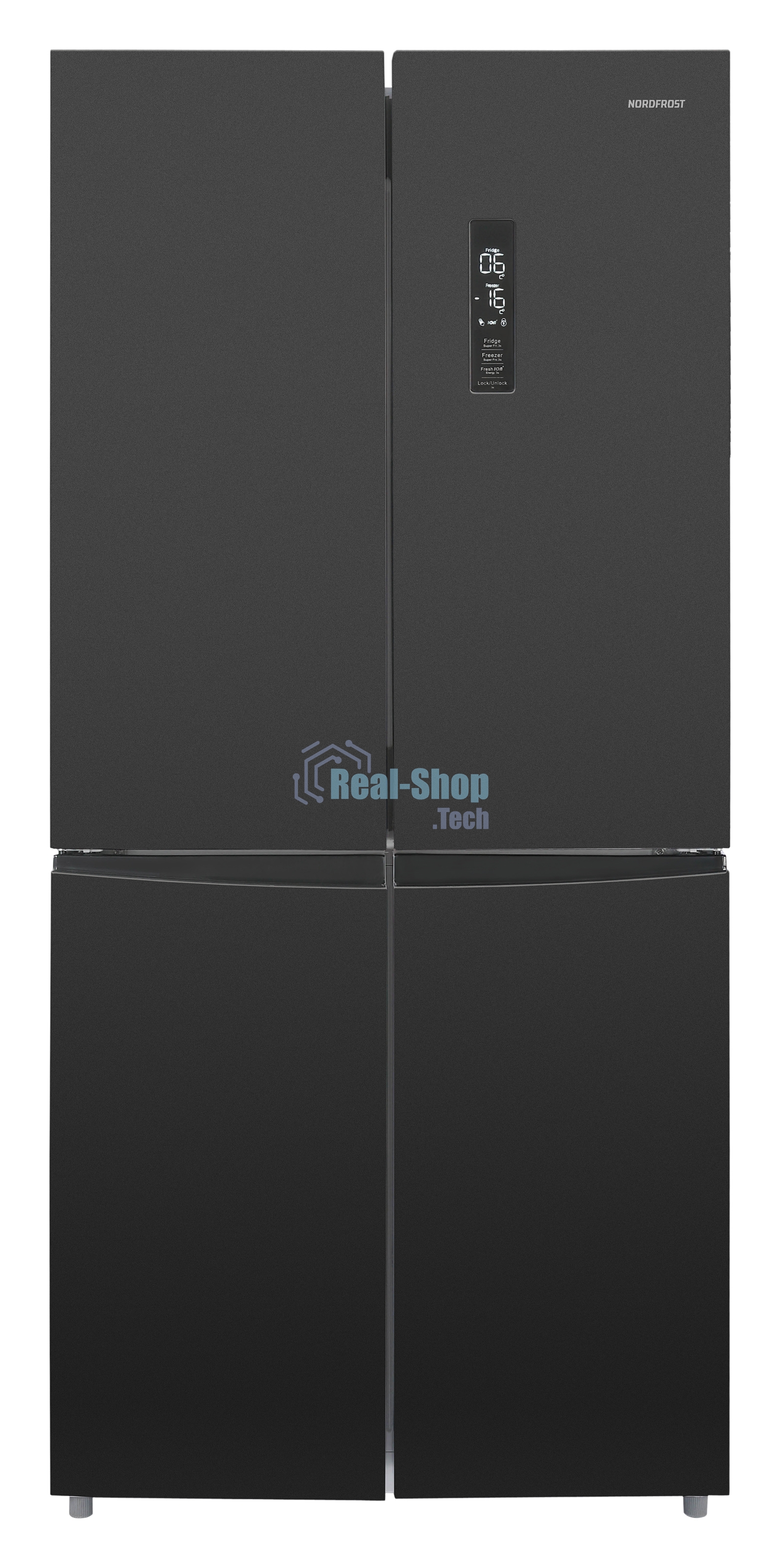 Холодильник Nordfrost RFQ 510 NFB inverter графитовый трехкамерный 286/141л морозилка снизу, No Frost, Side-by-Side