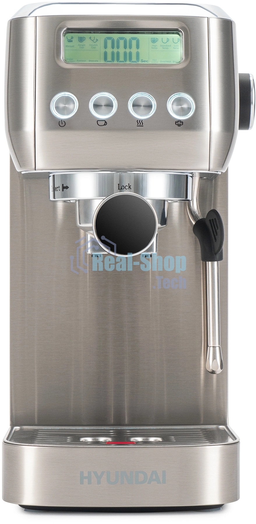 Кофеварка рожковая Hyundai HEM-9990 серебристый, исп. кофе - молотый, 1.3 л, 1350 Вт, 20 бар