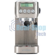 Кофеварка рожковая Hyundai HEM-9990 серебристый, исп. кофе - молотый, 1.3 л, 1350 Вт, 20 бар