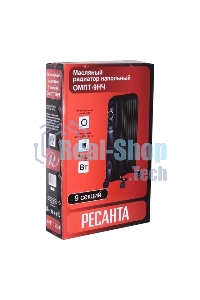 Обогреватель масляный Ресанта ОМПТ-9НЧ (9 секций) черный, 2000 Вт, 25 м2, термостат 67/3/14