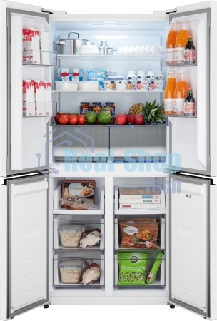Холодильник Weissgauff WCD 450 W NoFrost Inverter белый трехкамерный 287/163л морозилка снизу, No Frost, Side by Side
