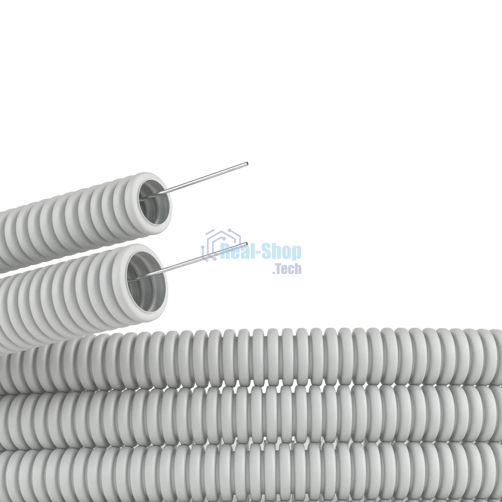 Труба гофрированная ПВХ DKC d16 мм с протяж. сер. (уп.100 м) 91916