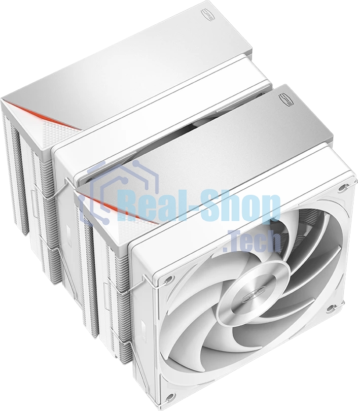 Кулер для процессора PCCooler RZ620 WH (260W, 4-pin PWM, 158мм, Al/Cu, 6x6мм, 2x120мм, 86.73CFM, 32dBA, 1800RPM, S: 1851/1700/1200/115X, AM5/AM4, белый)