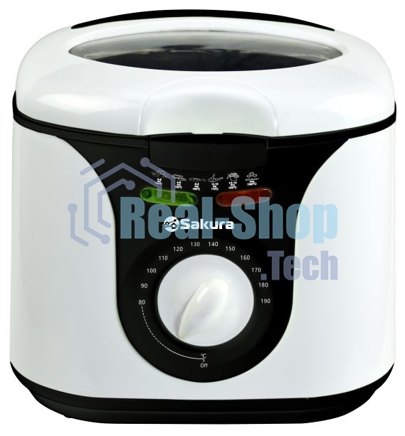 Фритюрница Sakura SA-7669BK белый/черный, 1300 Вт, 2.0 л, 1.0 кг, антипригарное покрытие, съёмная чаша
