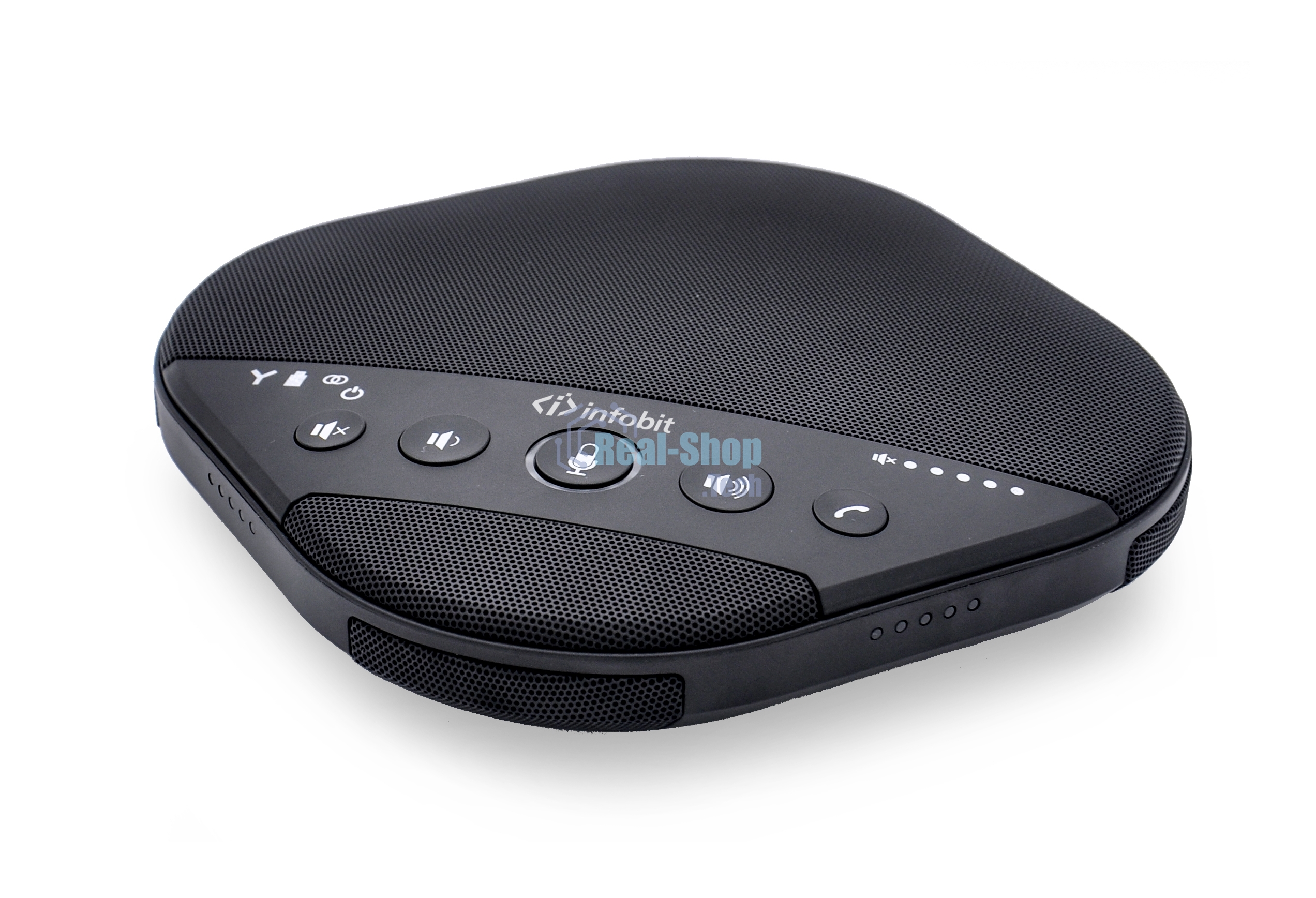 Спикерфон Infobit [iSpeaker M600] Комплект беспроводных всенаправленных спикерфонов, 5,8G, 5-метровый захват на 360 градусов, можно объеденить в каскад до 2х штук. Для помещений до 100 квадратных метров и 30 человек.