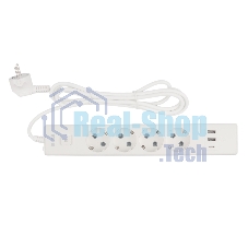 Бытовой удлинитель PowerCube, 4 р с/з вык., 3USB, 3500 Вт, 16А, 1.9 м, 3x1,0 (белый) PC-6-2M