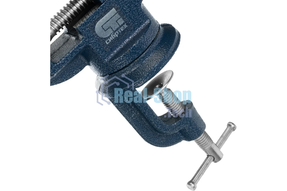 Тиски слесарные Сибртех, настольные, поворотные, ширина рабочих губок 50 мм, наковальня