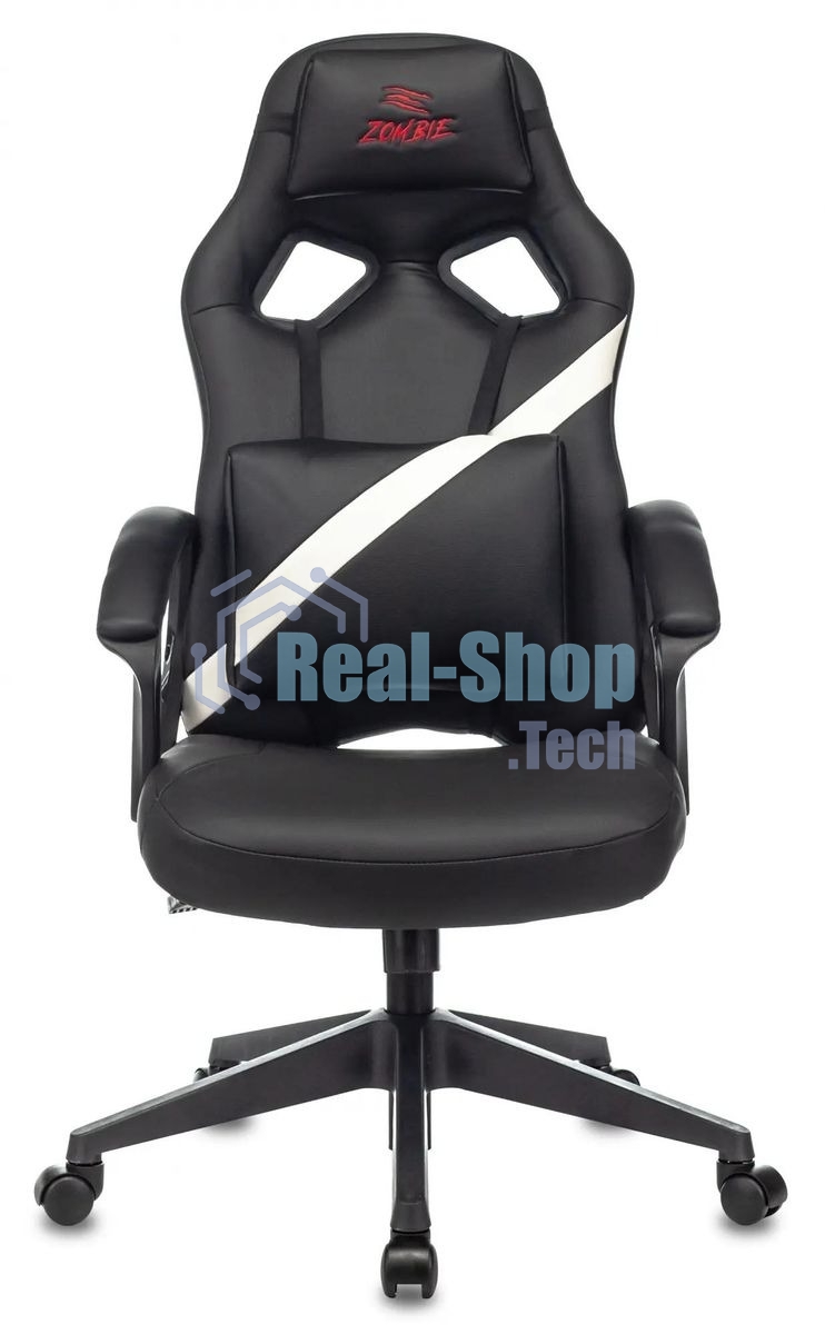 Кресло игровое Zombie DRIVER черный/белый, искусственная кожа, с подголов. крестовина пластик