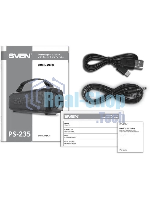 Портативная колонка SVEN PS-235 черный 12W 2.0 BT 3600mAh