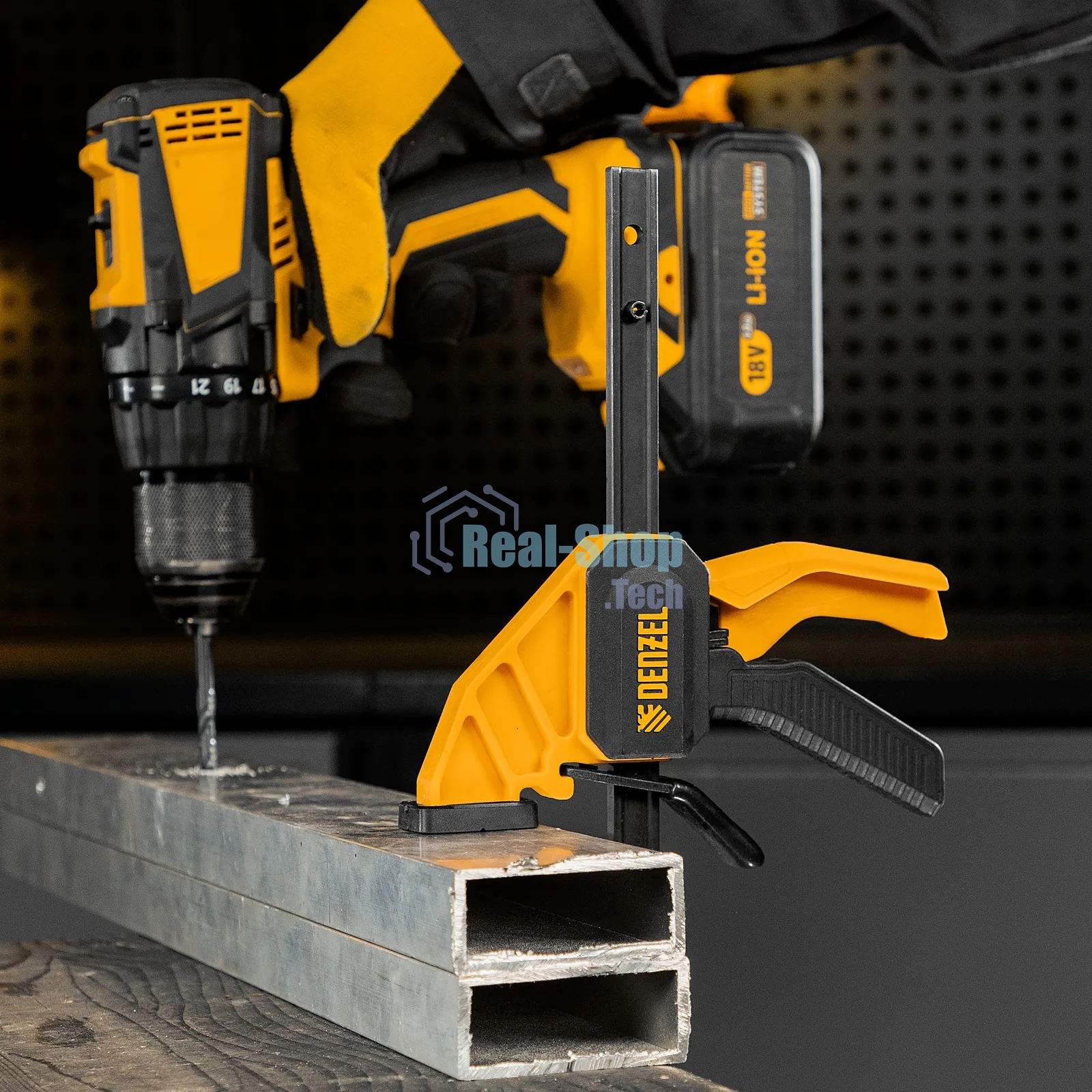 Струбцина Denzel F-образная, быстрозажимная, 150 х 55 мм, усиленный нейлоновый корпус