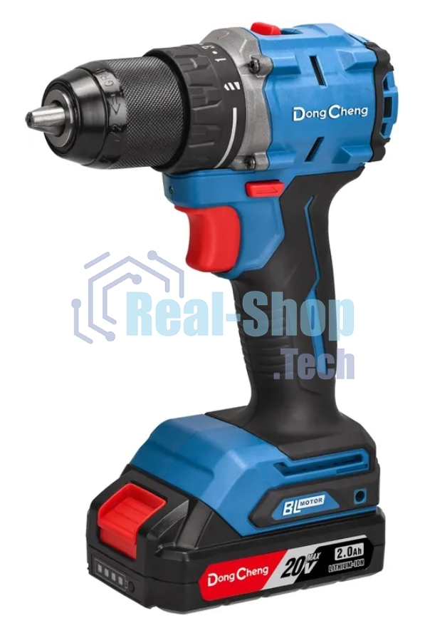 Дрель-шуруповерт DongCheng DCJZ2060, 20 В, 2 Ач, 60 Нм, бесщеточный