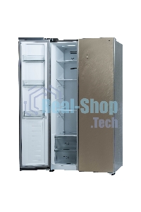 Холодильник Бирюса SBS 541 TGG текстурированное бежевое стекло двухкамерный 343/198 л морозилка слева, NoFrost, Side-by-side