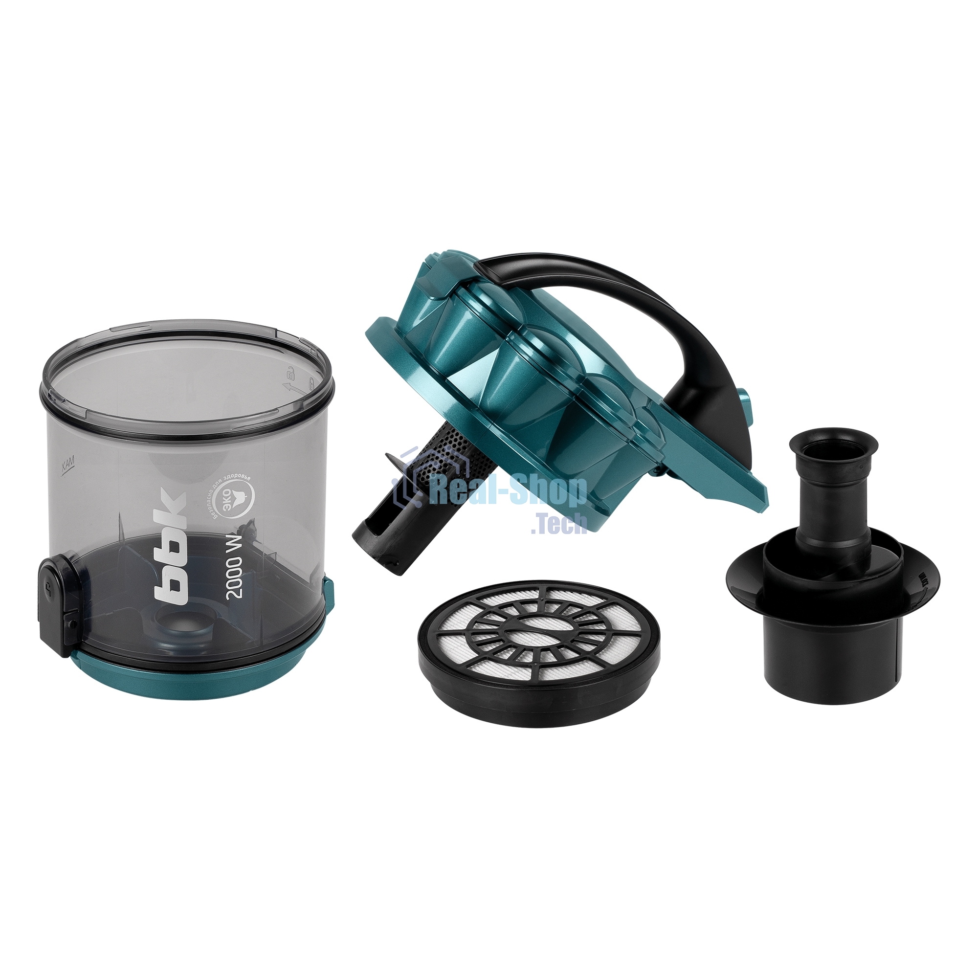 Пылесос BBK BV1505 черный/изумрудный, 350/2000 Вт, уборка сухая, пылесборник контейнер 2 л