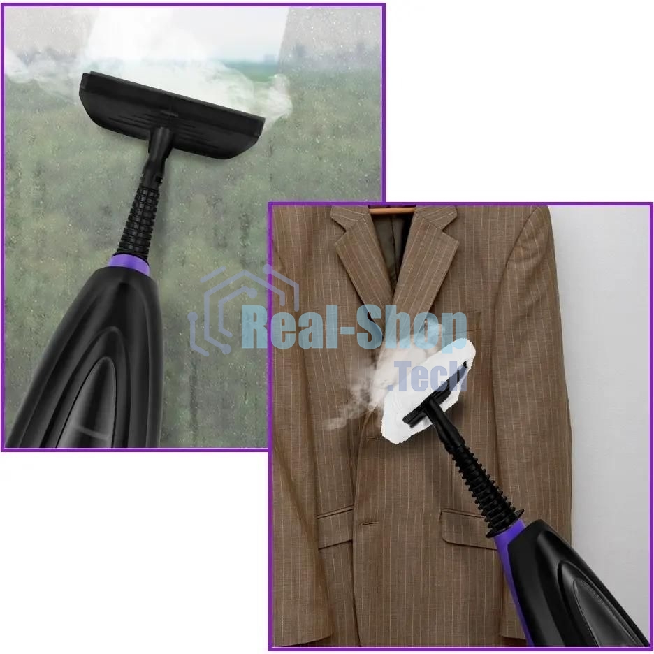 Швабра паровая Kitfort КТ-1051 1500Вт черный/фиолетовый