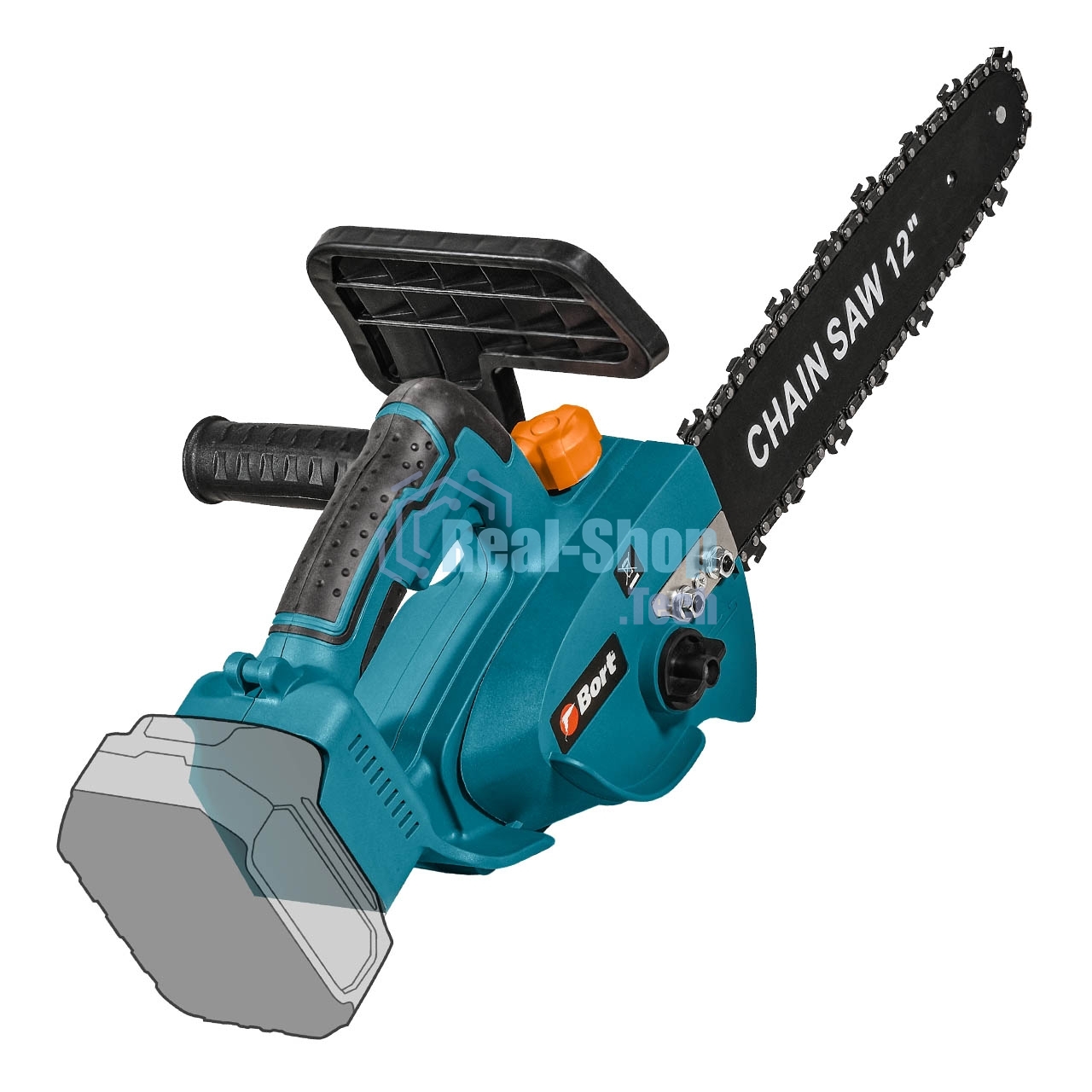 Цепная пила аккумуляторная Bort BKS-2112 18В Li-Ion, Makita 18V LXT, шина 305мм, Бесщеточный, Шаг цепи, дюйм 3/8, холостого хода, об/мин 0-3 400, вес 2 кг, БЕЗ АКБ И ЗУ [93418422]