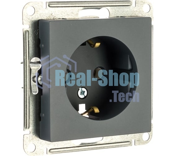 Механизм розетки 1-м СП AtlasDesign 16А IP20 с заземл. грифель