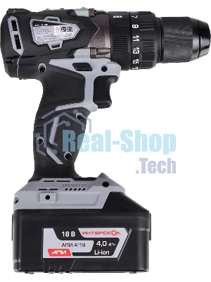 Дрель-шуруповерт ИНТЕРСКОЛ ДАУ-13/18В, 18 В, 4 Ач, 60 Нм, бесщеточный, ударный